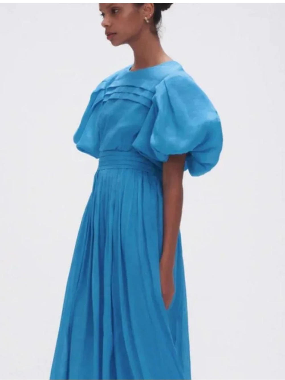 Aje Sky-Blue Puff-Sleeve Midi Dress - Picture 3 of 5